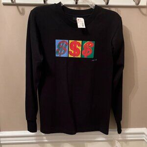 ANDY WARHOL $$$ GRAPHIC Long-sleeve TEE Size XL Jr in color Black